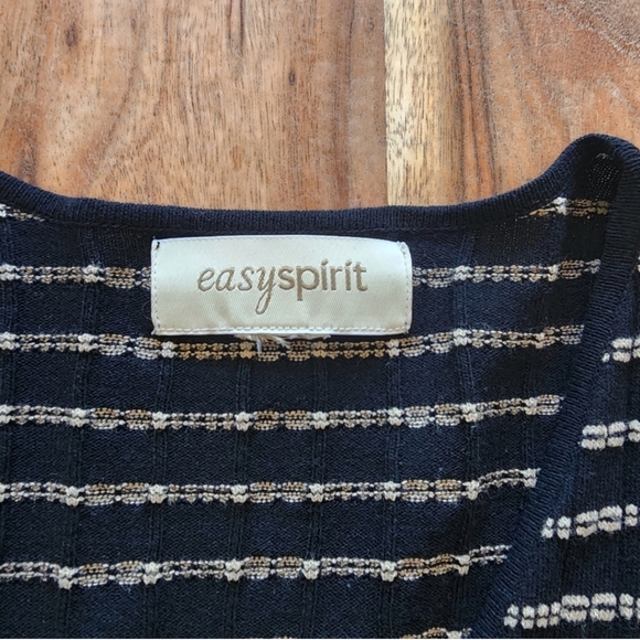 Easyspirit black/beige striped long sleeve knit cardigan,button closure,XL - Picture 8 of 8